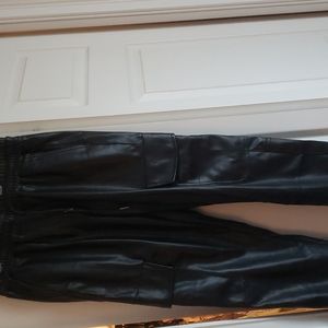 ZARA faux leather cargo pants